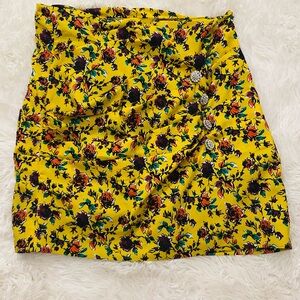 Zara Yellow Floral Pencil Skirt